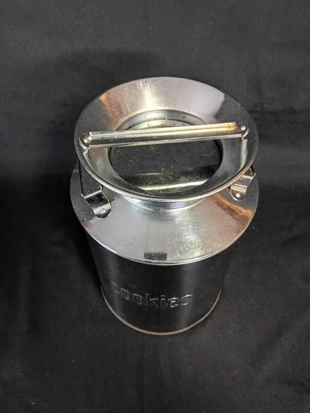 Vintage Chrome Cookie Canister Tin Metal Kitchen Storage Jar Retro Mid Century